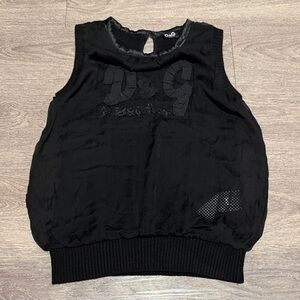 D&G Black Tank Top with Logo Detail